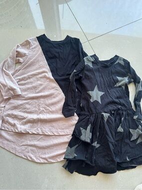 Nununu Black Star Ruffle Dress wand Pink Panel Flair Dress
